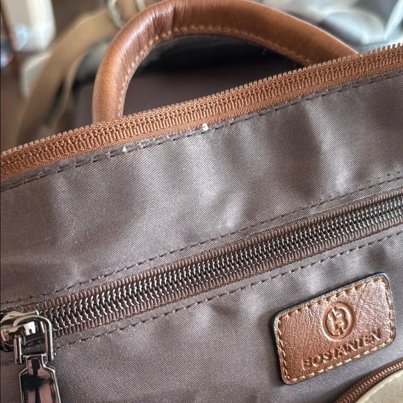 White and Brown Leather Backpack - Picture 6 of 8